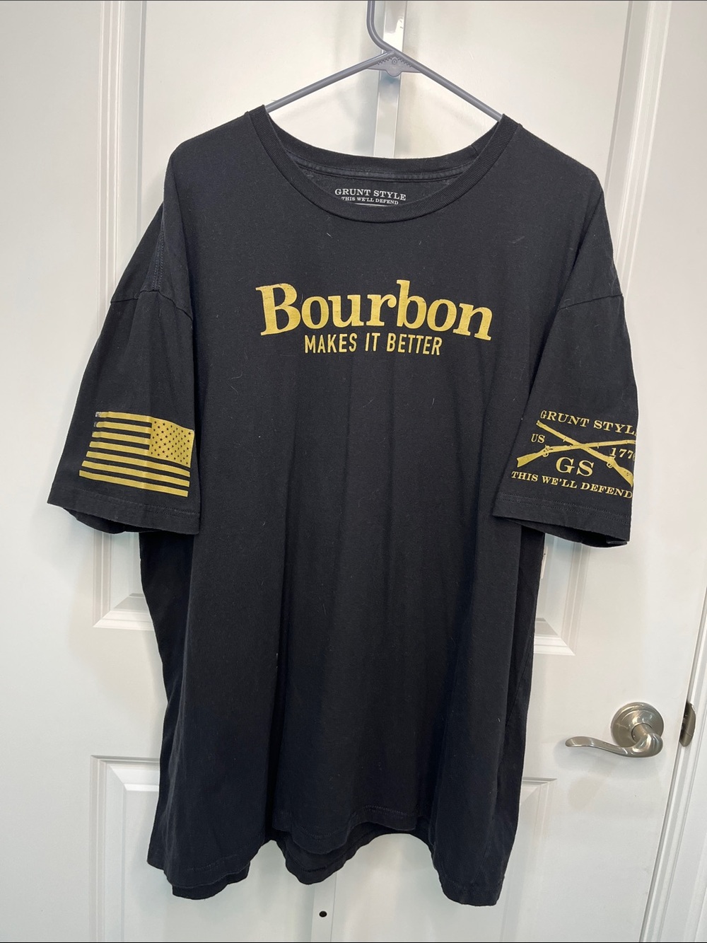 Grunt Style Black 'Bourbon Makes It Better' Gold Graphic Tee Men’s 3X
